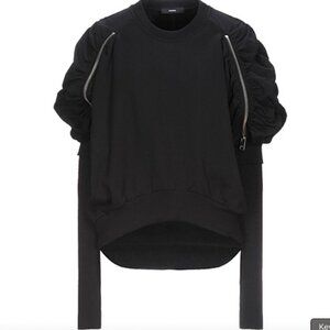 Contemporary Diesel Sweatshirt in black with big sleeve zippers.